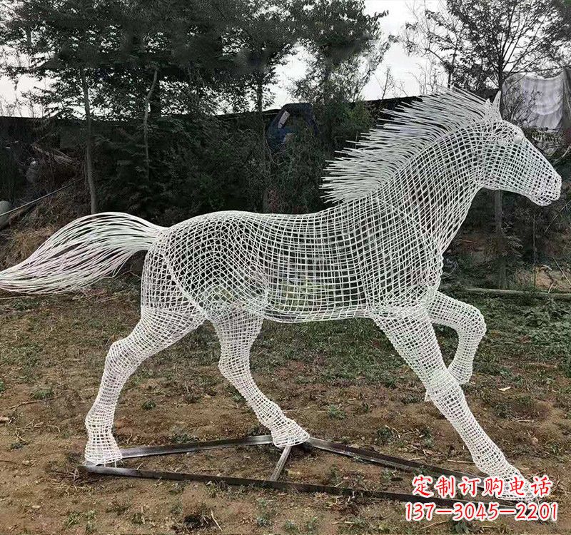 常州不锈钢公园镂空奔马雕塑