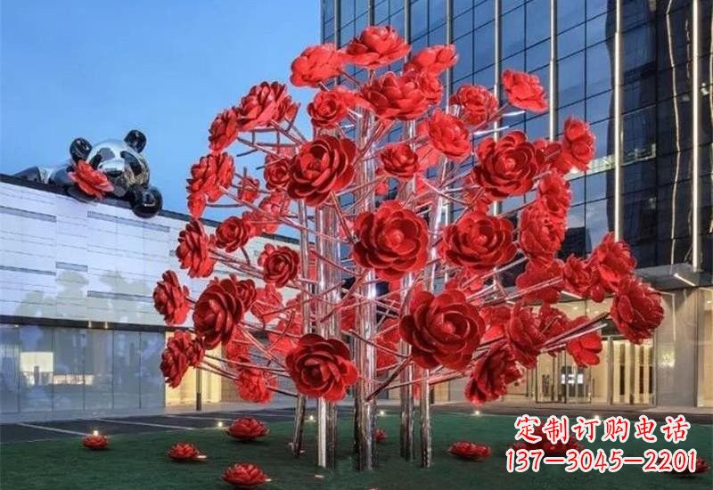 常州不锈钢公园玫瑰花树雕塑——让玫瑰长驻公园