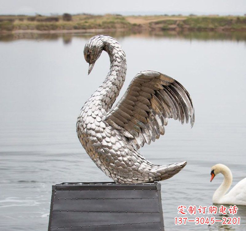 常州不锈钢雕刻的优雅天鹅