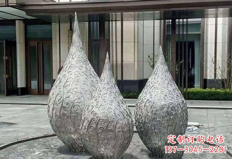 常州不锈钢镂空水滴雕塑精致美观
