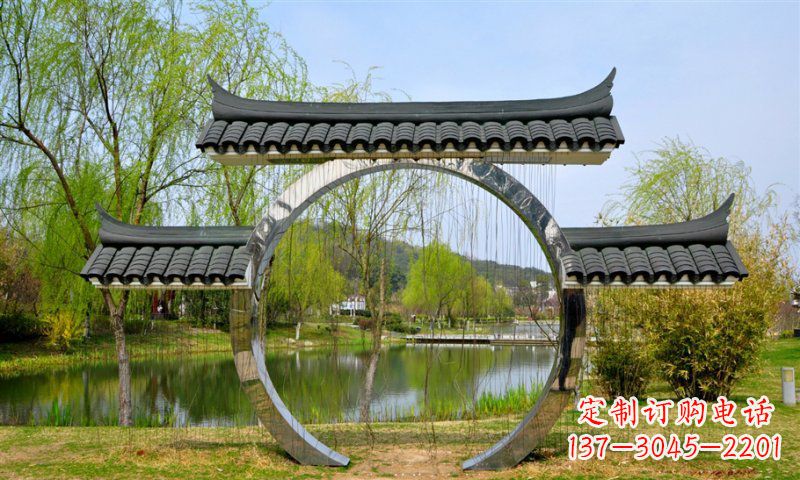 常州不锈钢公园月亮门雕塑