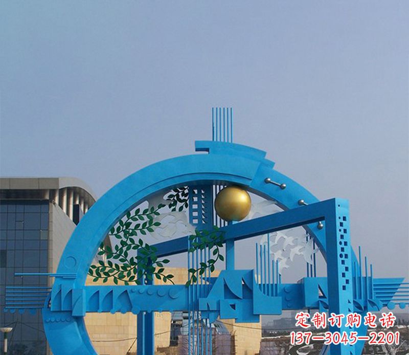 常州不锈钢拱桥雕塑美丽的艺术品