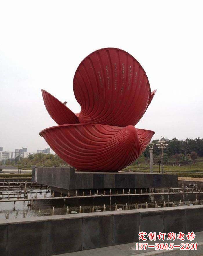 常州不锈钢贝壳喷泉雕塑——海洋之美无限