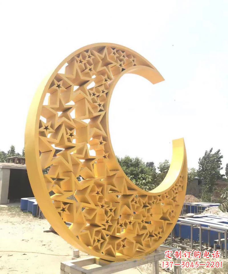 常州不锈钢广场景观五星月亮雕塑1