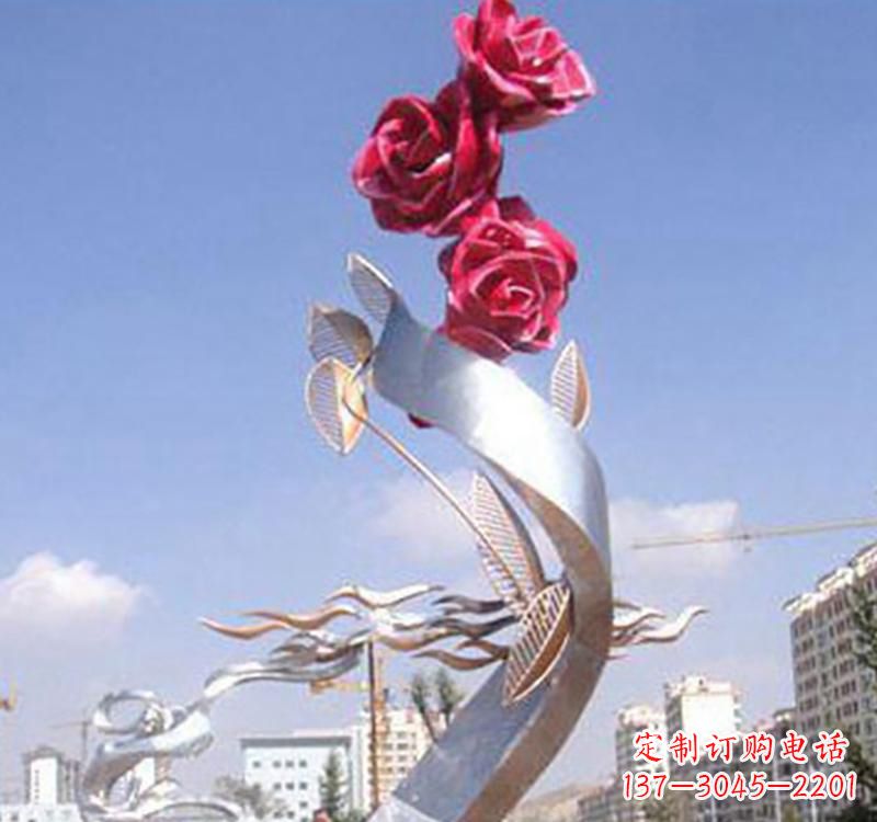 常州不锈钢玫瑰雕塑,点缀广场景观
