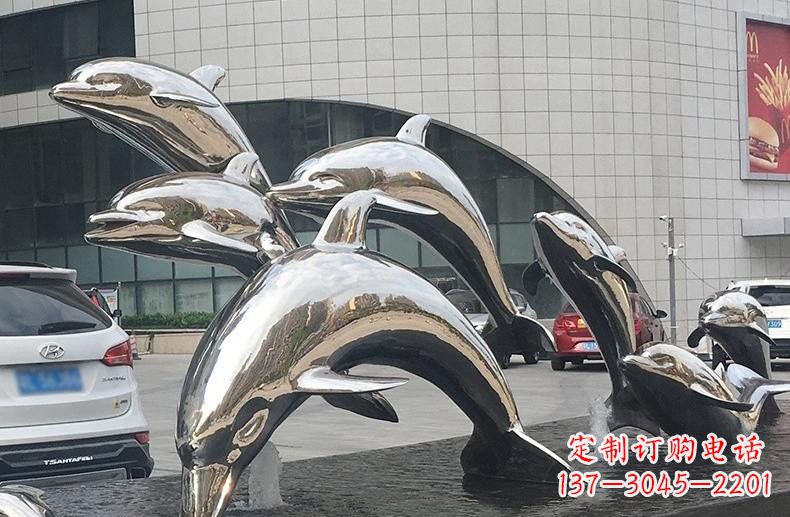 常州不锈钢广场跳跃的海豚雕塑