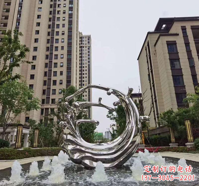 常州不锈钢海浪喷泉雕塑精美雕刻,灿烂绚烂