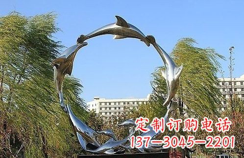 常州不锈钢海豚雕塑 (2)