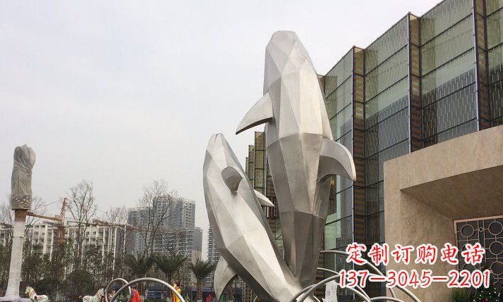 常州不锈钢海豚喷泉雕塑精美的海洋之美