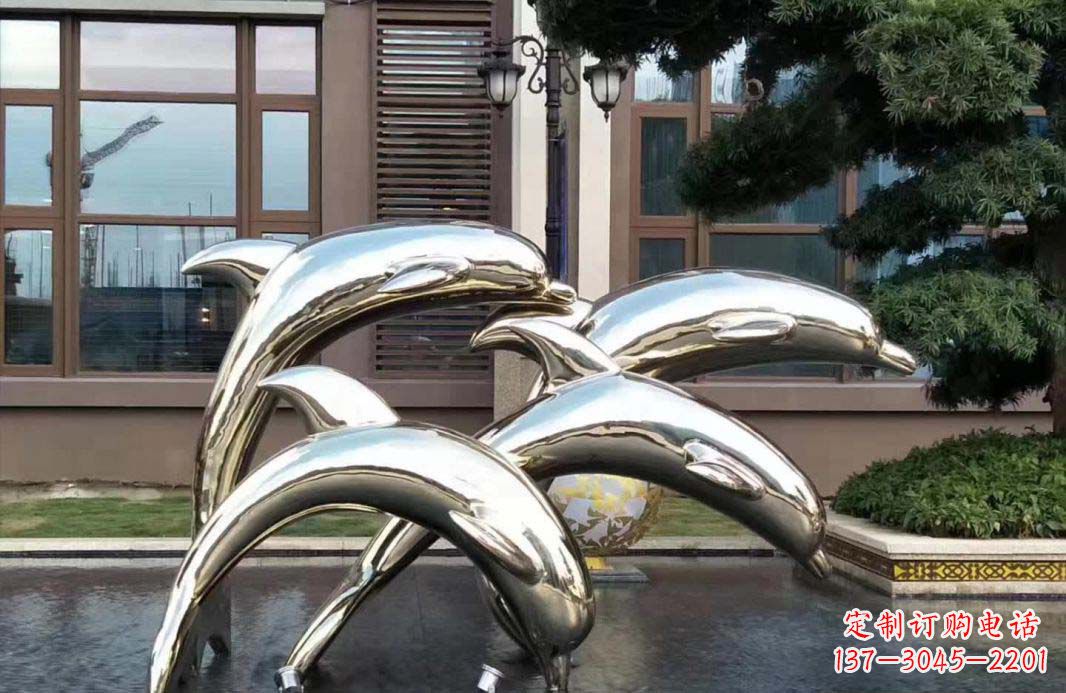 常州不锈钢海豚跳跃雕塑精美绝伦