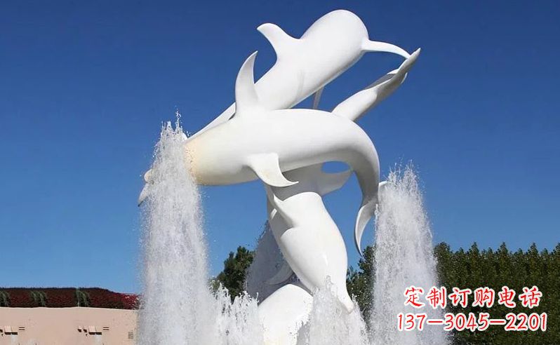 常州不锈钢海豚喷泉雕塑传递海豚的美丽