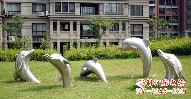 常州不锈钢海豚小区雕塑 (2)