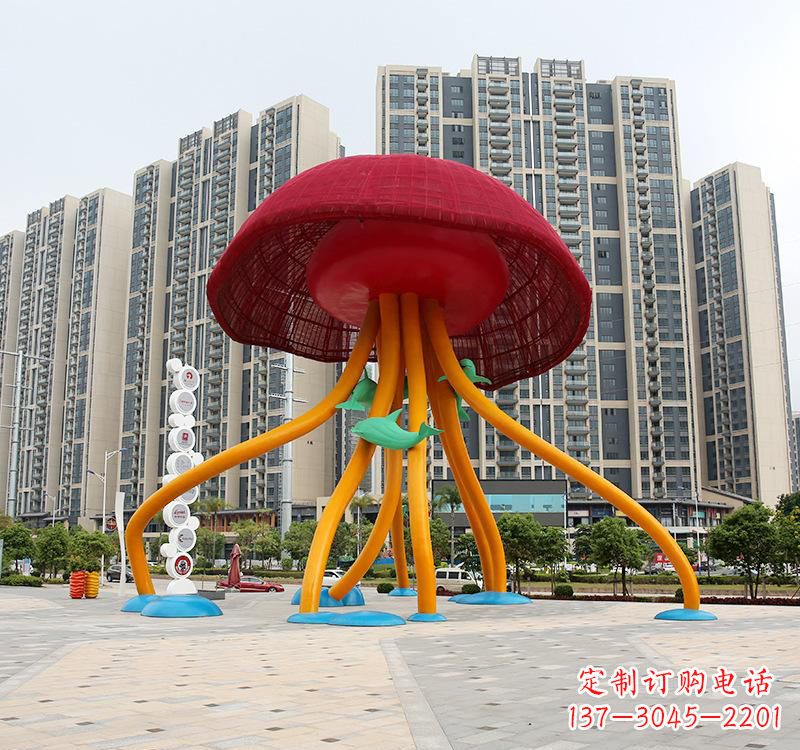 常州不锈钢海洋水母动物雕塑精美绝伦