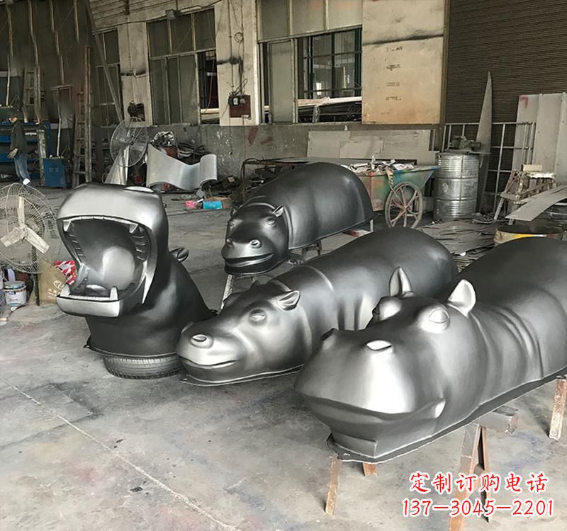 常州静态之美22英寸不锈钢河马雕塑