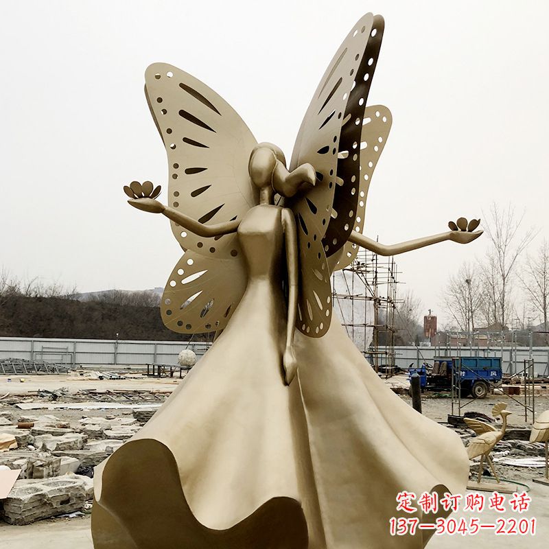 常州不锈钢蝴蝶少女雕塑