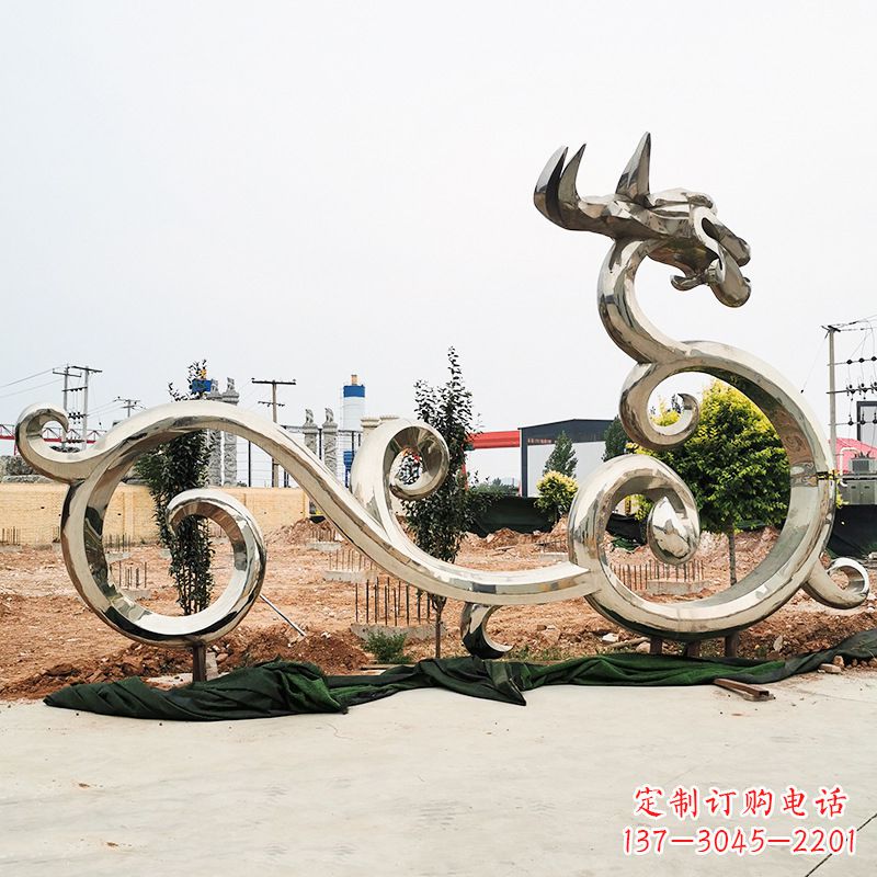 常州不锈钢花边龙形雕塑传承中华文化精髓