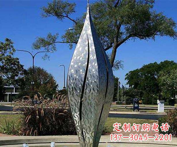 常州不锈钢花骨朵喷泉雕塑精致细节展现精美艺术