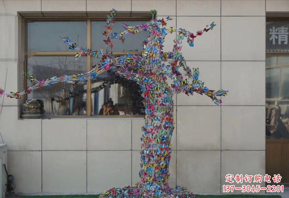 常州不锈钢花蝴蝶树雕塑户外摆件