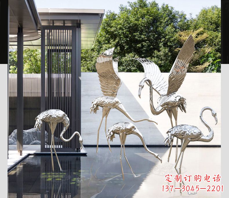 常州不锈钢火烈鸟展翅雕塑