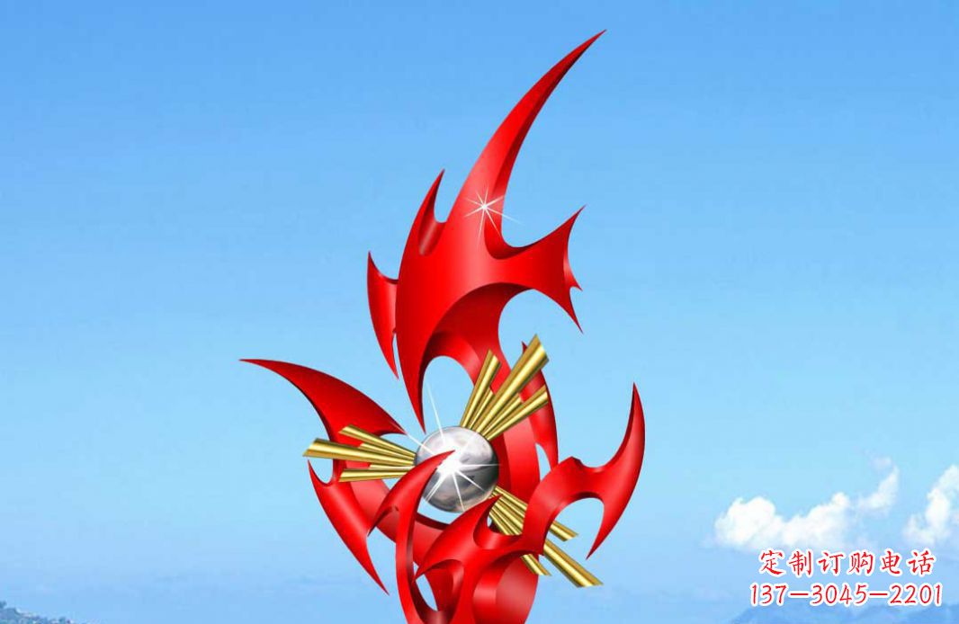 常州不锈钢火苗抽象景观雕塑给城市添彩