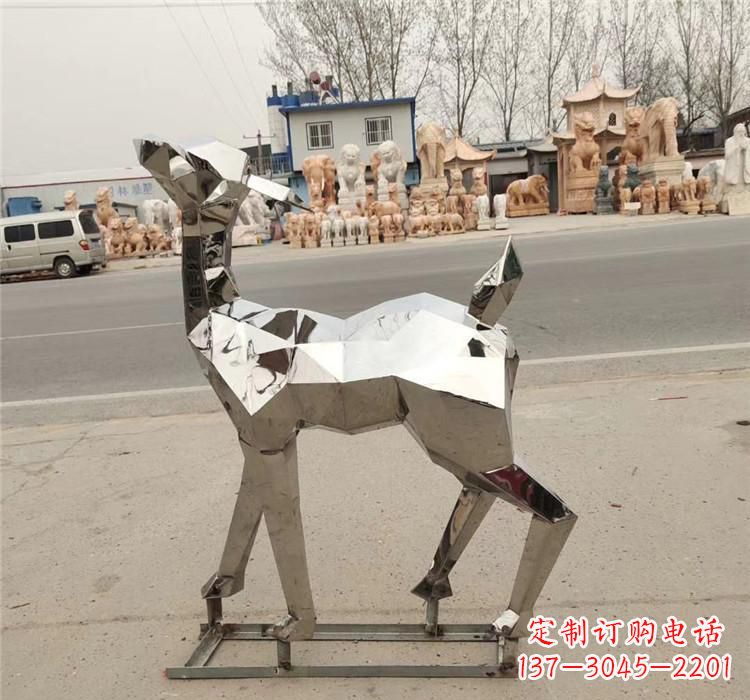 常州不锈钢几何小鹿雕塑精美艺术品