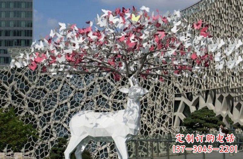常州不锈钢几何小鹿雕塑222