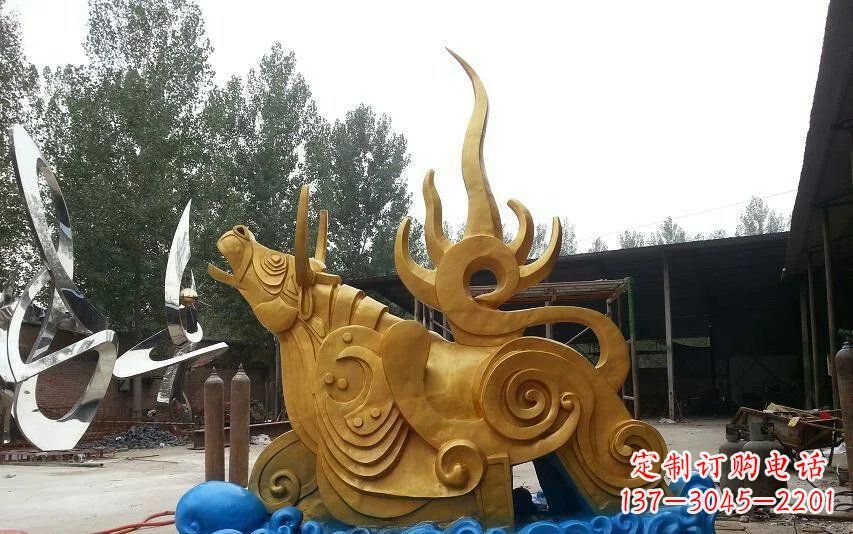 常州不锈钢金牛卧波雕塑——传承文化的艺术瑰宝