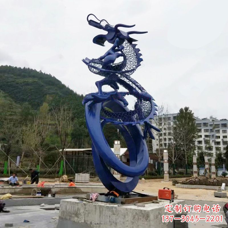 常州不锈钢景观龙雕塑-公园园林铁艺动物景观标识