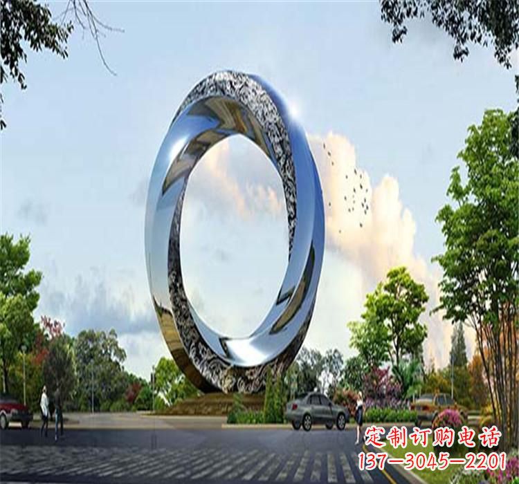 常州不锈钢圆环雕塑美丽的空间装饰