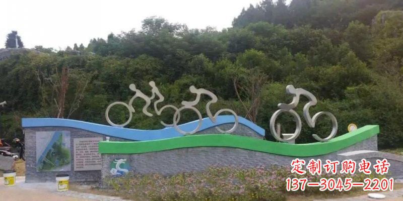 常州不锈钢景区抽象骑自行车人物雕塑