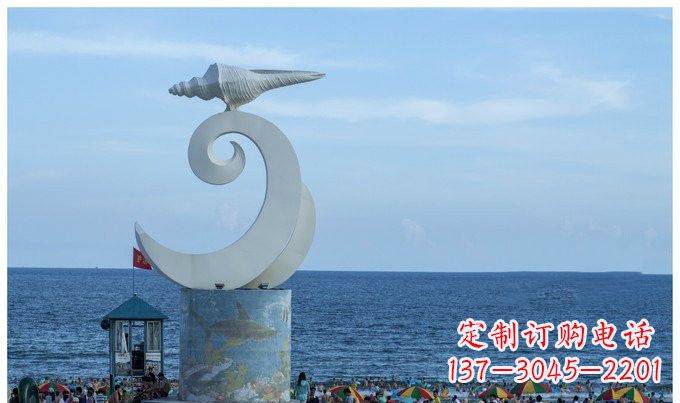 常州海浪与海螺雕塑的结合——不锈钢景区的美景