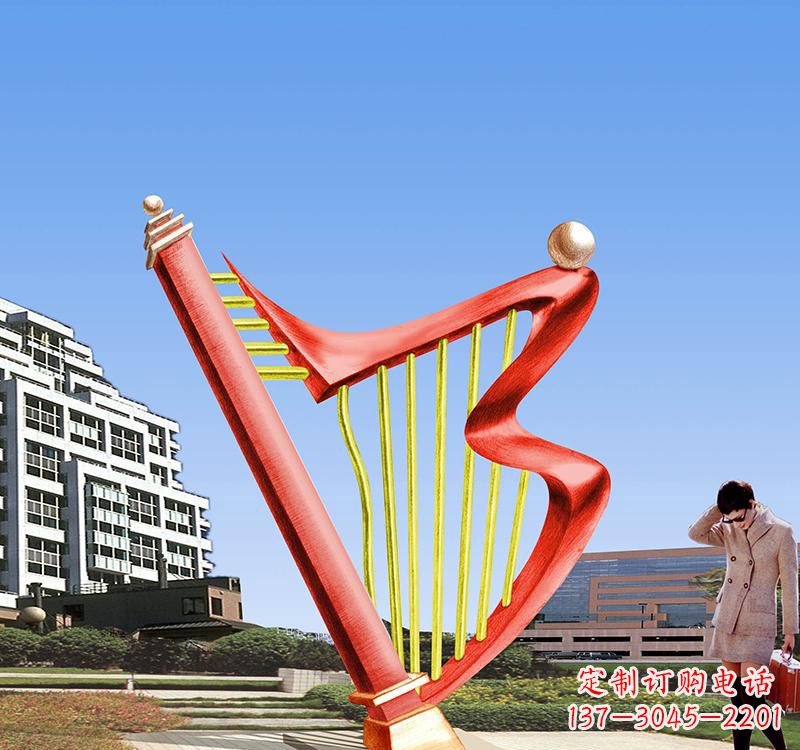 常州不锈钢景区竖琴雕塑