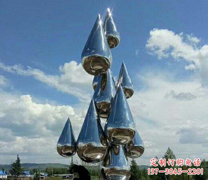 常州不锈钢镜面大型水滴雕塑——艺术精美、精致优雅