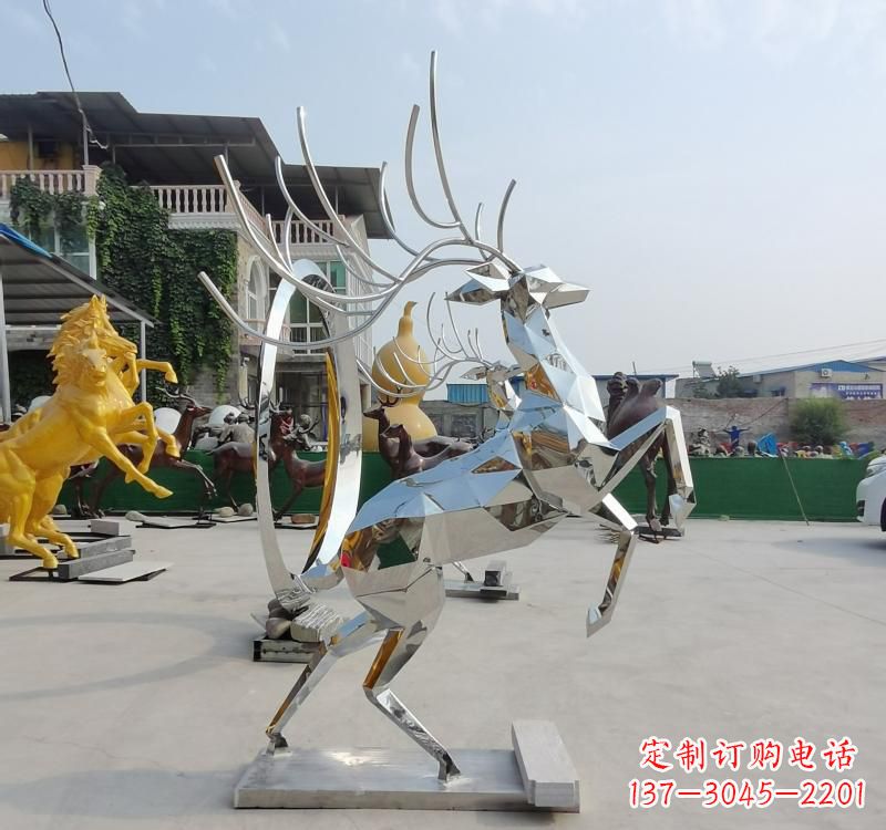 常州精美不锈钢镜面动物鹿雕塑