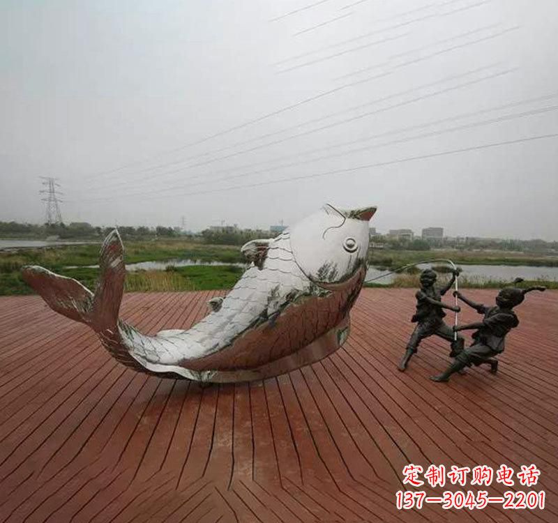 常州不锈钢鲤鱼雕塑传承中国文化