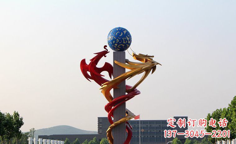 常州龙凤呈祥一对不锈钢雕塑的精彩展示