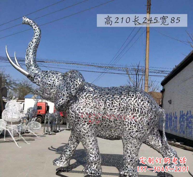 常州不锈钢镂空大象造型雕塑