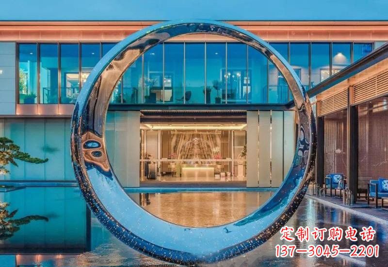 常州不锈钢镂空灯光圆环雕塑