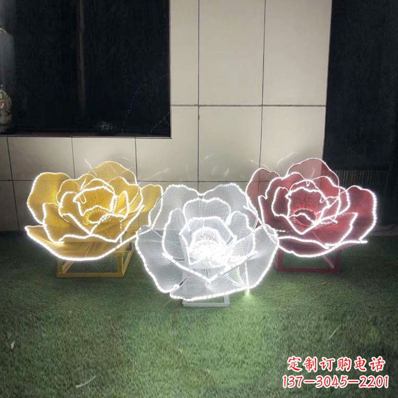 常州不锈钢镂空玫瑰花灯光雕塑