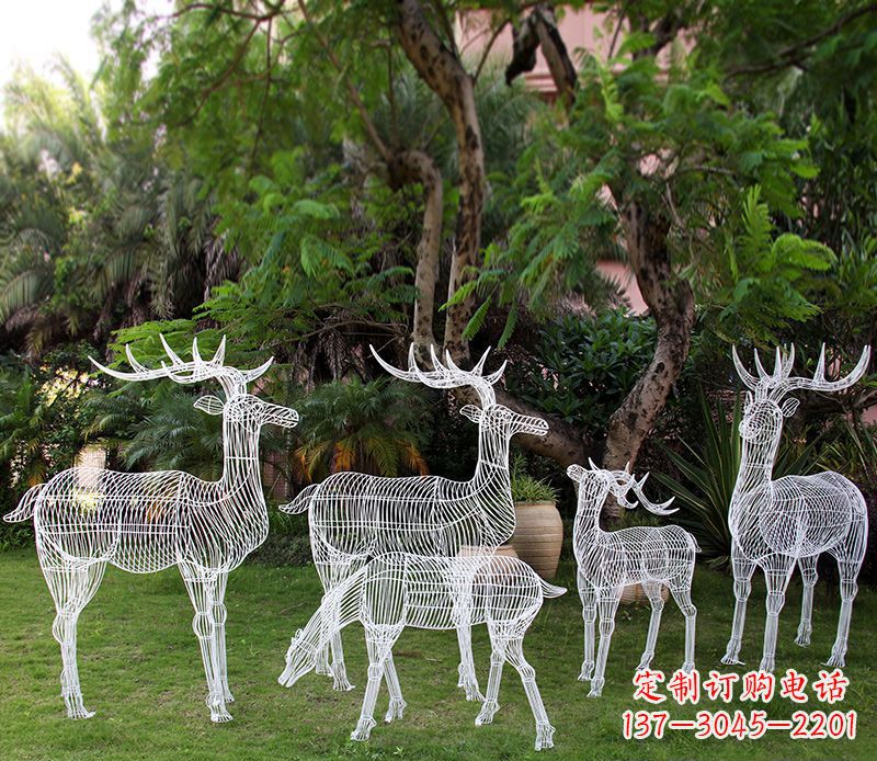 常州不锈钢镂空梅花鹿雕塑 (2)