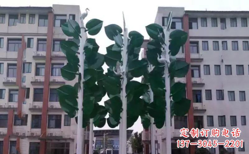 常州浓郁绿意,不锈钢树叶雕塑