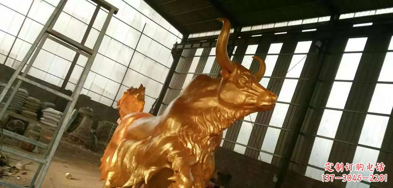 常州精美不锈钢牦牛钛金雕塑