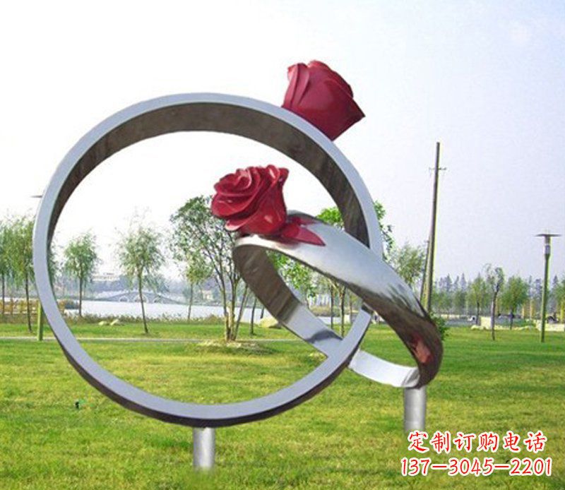 常州不锈钢玫瑰戒指雕塑