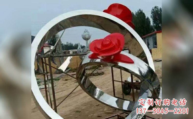 常州不锈钢玫瑰花戒指雕塑