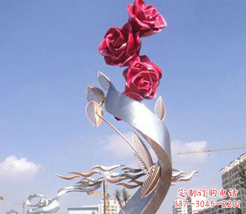 常州不锈钢玫瑰雕塑精美的艺术品