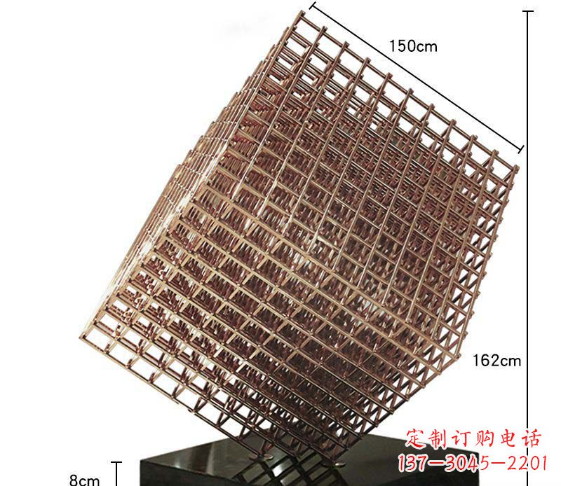 常州不锈钢玫瑰金色几何领域抽象雕塑