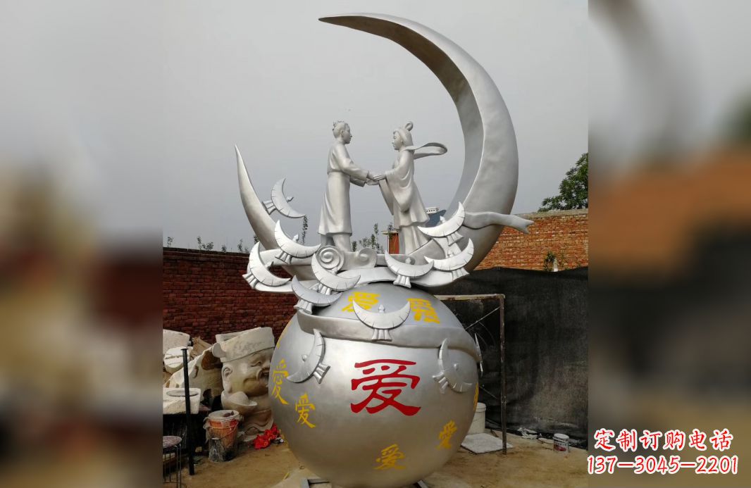 常州不锈钢牛郎织女雕塑爱情永存