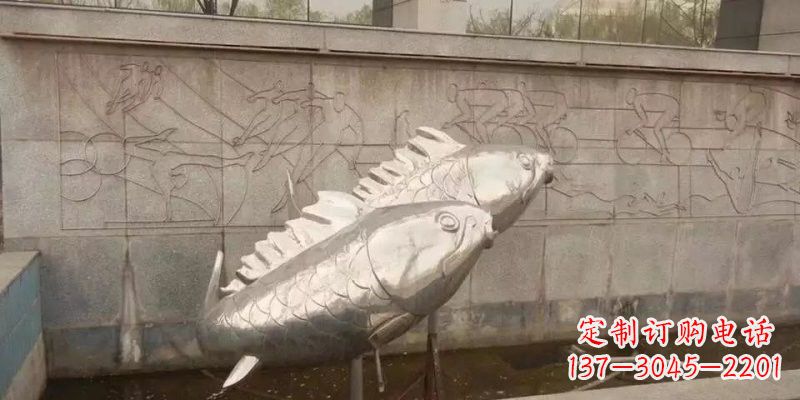 常州不锈钢鲤鱼雕塑精美的艺术品
