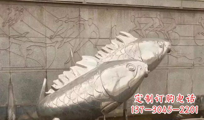 常州不锈钢喷泉鱼雕塑美丽装点城市