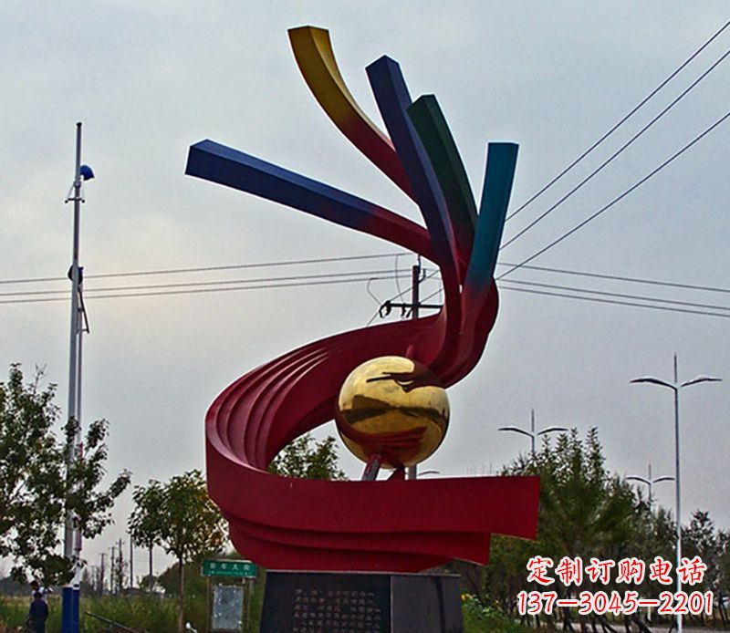 常州不锈钢飘带雕塑艺术与自然的完美结合